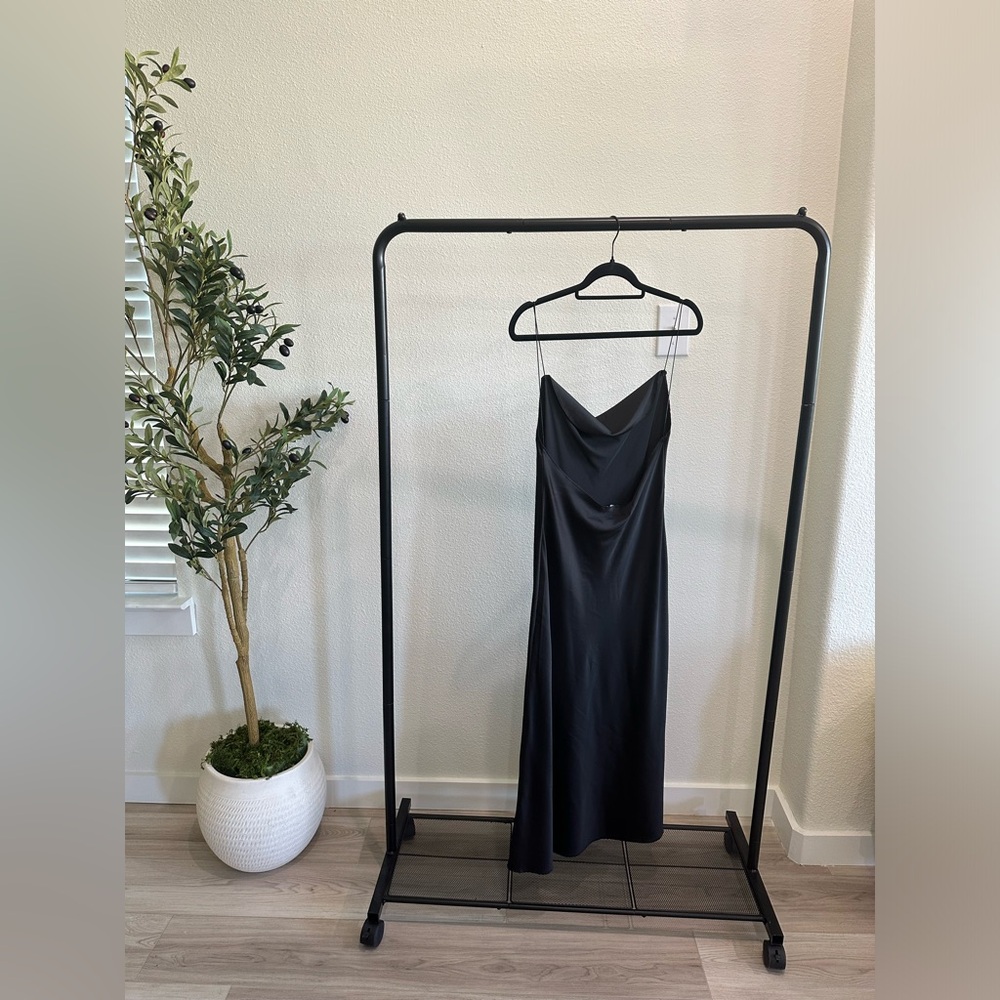 Millennial Pink - Black Slip Dress